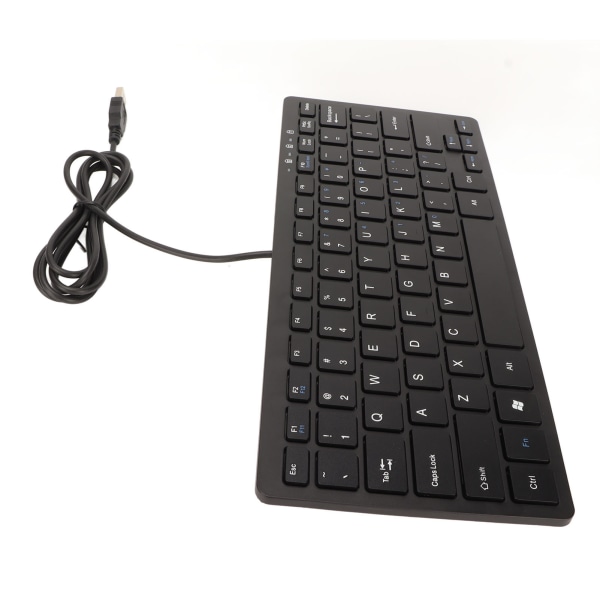 USB-kablet tastatur 78 taster Ultratyndt Mini Bærbart Anti-Slip Mute-tastatur til bærbare computere Desktops Sort