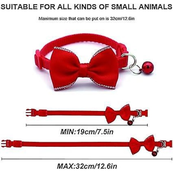 6-pack Katt Halsband med Bjällra, Personligt Halsband med Söt Fluga, Justerbart Djurhalsband för Flickor, Pojkar, Kattungar, Valpar, 6 Färger