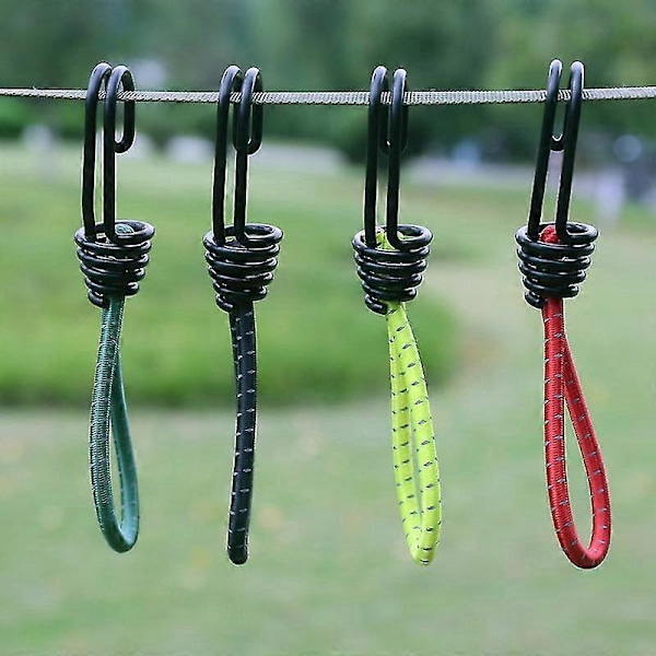 4-pak Elastikstropper med Kroge 16 cm Presenningsstrop Markise Camping Telt