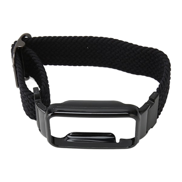 Flätat Loop Armband för Mi Band 7 Pro Justerbart Elastiskt Nylon Loop Armband med Skyddsram Svart Bandfodral