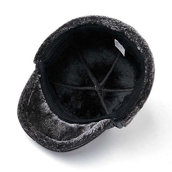 Herr 100% Äkta Kohud Hatt Vinter Varm Utomhus Skydda Öron Äkta Läder Keps För Vinter Varmt Foder (mörkbrun) XL {57-58cm}