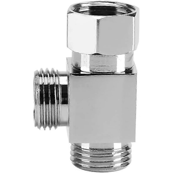 Dusj T-adapter 3-veis fordeler slangeadapter kobling T-stykke, T-form adapter kobling G1/2\" krom messing fordeler for vinkelventil slange, dusjarm D