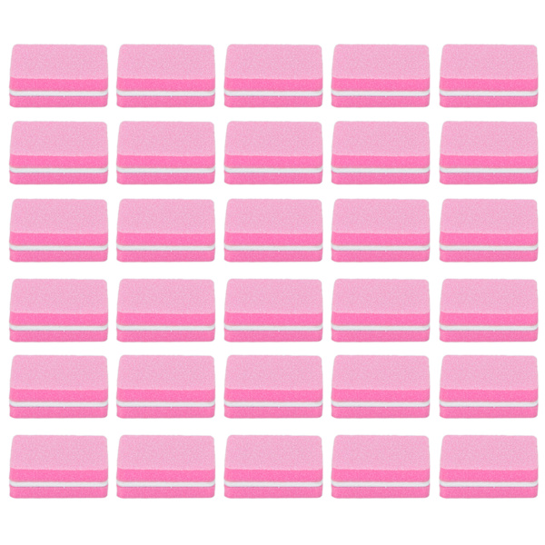 30st Mini Nail Buffer Professionell Bärbar Hemsalong Nagelputsning Slipblock Manikyr ToolPink