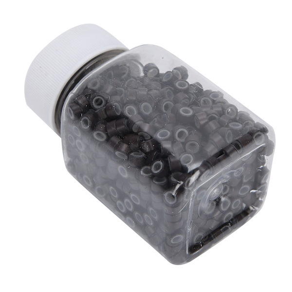 Hårforlengelsesringløkker Silikonforede mikroperler Lenker Aluminium Hårforlengelsesverktøy3# Mørkebrun