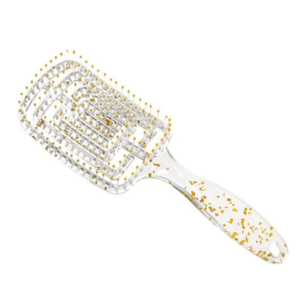 Ventilhårborste för Utrassling Styling Torkning Transparent Ihålig Böjd Ventilerad Hårborste för Hemmasalong
