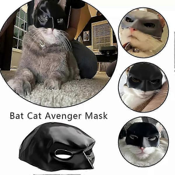 Ny Bat Cat Avenger Mask Cosplay Hatt Katt Leksaker Ornament Cool Batman Cat Mask Dyretilbehør Dekorasjon Salg L