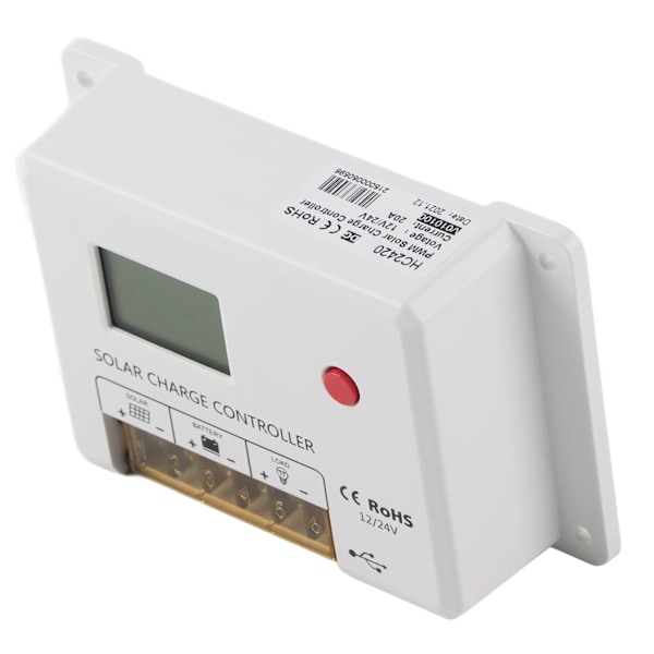 PWM solcellelader 12V/24V automatisk gjenkjenning 20A IP32 vanntett hvit for RV hjem