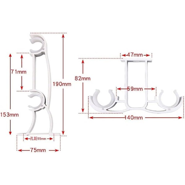 1 stk Dobbel Gardinstang Brakett Vindu Hardware Ramme For Hjem Dekorasjon Profesjonell Design