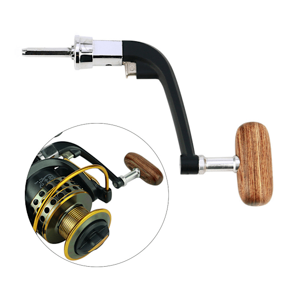 Hopfällbart metallspinnfiskerullehandtag Rocker Arm Träknopp för hjul Fisketillbehör