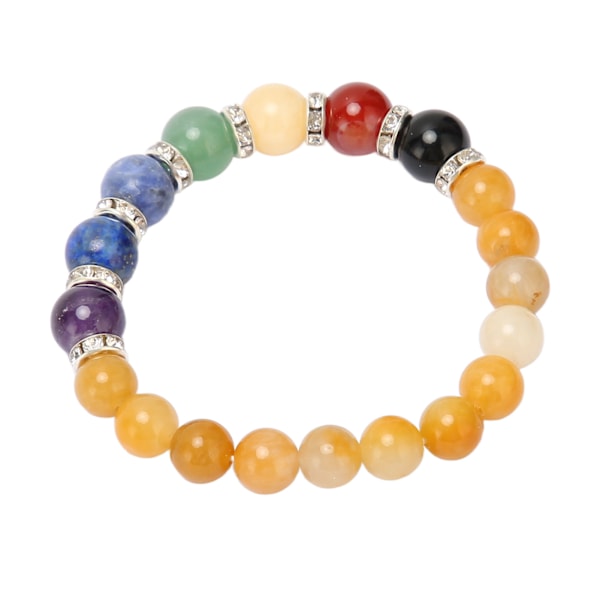 7 Chakra Armbånd Absorberer Oljer Balanserer Emosjonell Angst Lette Krystall Armbånd for Meditasjon Yoga Gul Jadestone