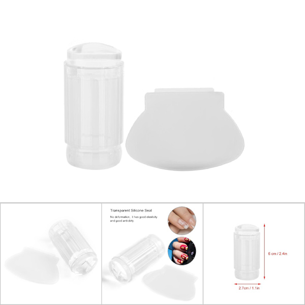 Transparent silikon nagellack tätningshuvud stämpel skrapa nagelkonstverktyg (transparent vit)