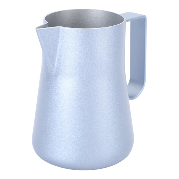 Melkeskummer i rustfritt stål, melkeskummerkanne, blandekopp, gryte for kaffedrikker, 350 ml, blå