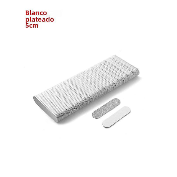 100 stk. Bærbar dobbeltsidet neglefil med mat finish Mini til neglepleje og manicure Sort/hvid 8,5 cm
