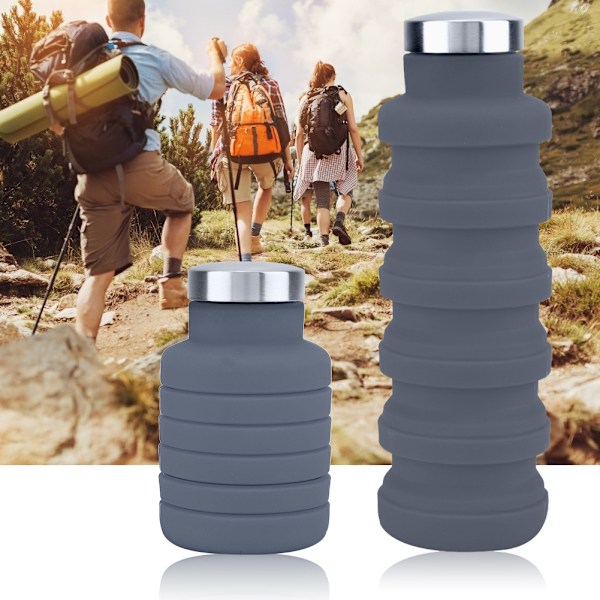 500ML Bærbar Foldbar Sammenklappelig Udendørs Rejsekop Vandflaske Krus Kontor Hjem (Sort)