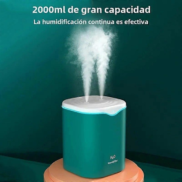 2000ML USB Skrivebordsfukter med Dobbel Spray for Aromaterapi og Hudpleie Kjølig Tåke Luftrenser for Hjem og Kontor 1 Sprayport Hvit