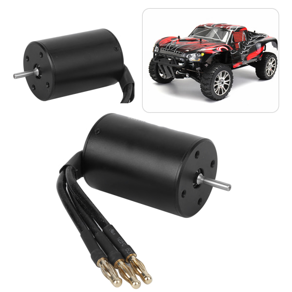 3650 vandtæt 4-polet ikke-induktiv børsteløs motortilbehør til 1/8 1/10 RC-bil (sort) (2300KV)