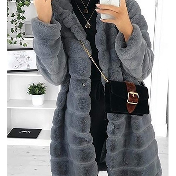 Mink Velvet Huva Faux Pälsjacka 4XL Mörkgrå