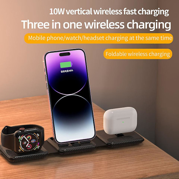 3-in-1 Langaton Latausasema Ultraohut Alumiininen Telakka iPhone 14 13 12 11 X 8 -sarjalle