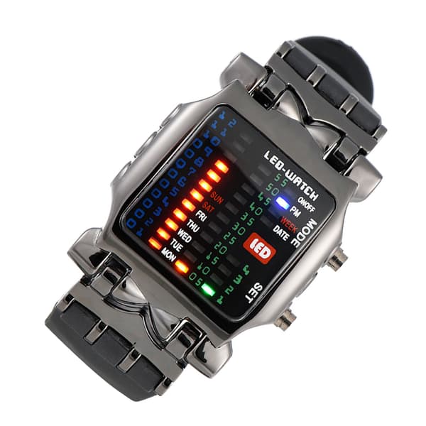 Elektronisk LED-ur til mænd og kvinder PU-rem datofunktion armbåndsur