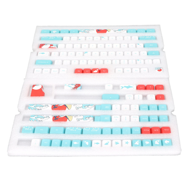 PBT Keycaps 128 Keys Cartoon Whale Style Fadeless Hållbar PBT Enkel installation Mekaniska tangentbord Keycaps