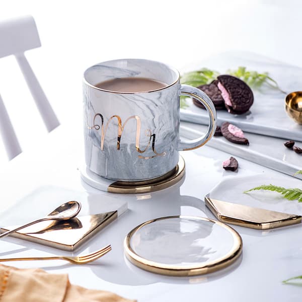Gullmarmorunderlegg Keramisk Underlegg Tekoppunderlag Bordmatte Underlegg Kaffe Tekopp Bordmatter