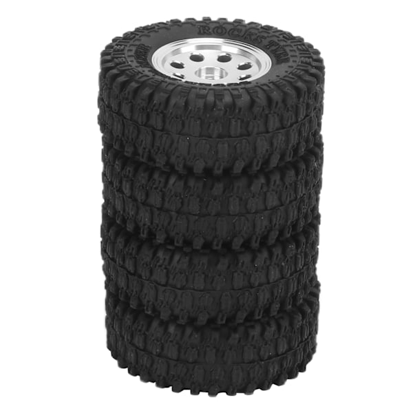 4 stk. Microbildekk i gummi 1/24 Beadlock RC klatredekk for Axial SCX24 AXI00002 sølv