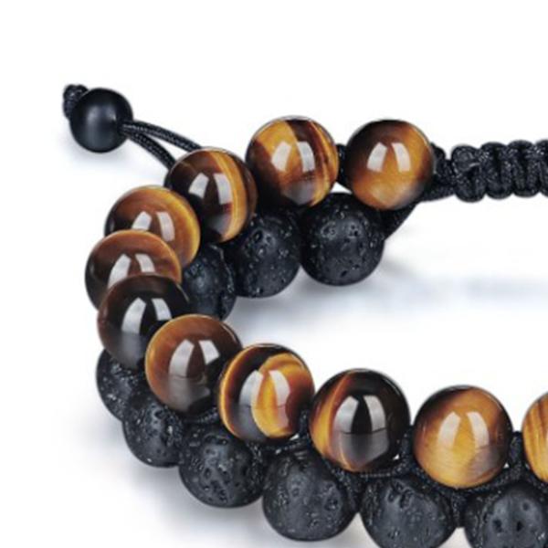 Dubbelskiktat armband för män, justerbart, modernt och elegant stenpärlarmband för dansfest
