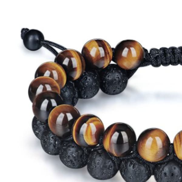 Herr dubbellagerarmband justerbart modernt elegant stenpärlarmband för dansfest