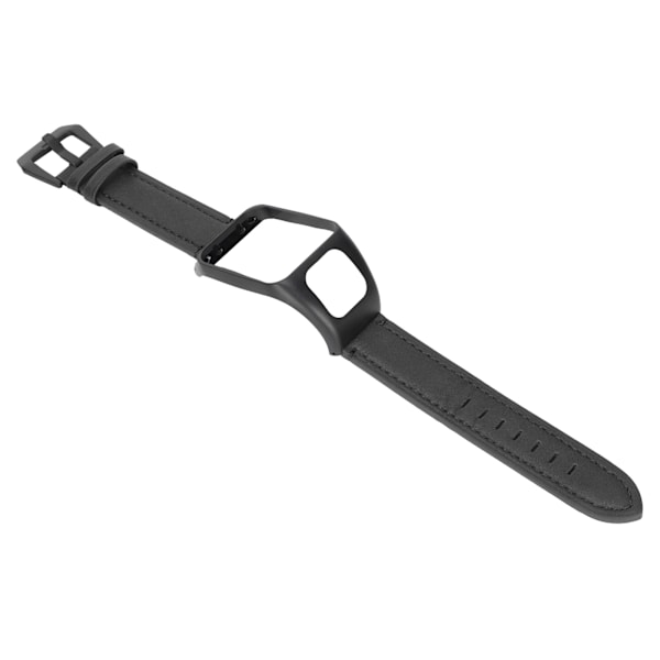 Lærre klokkestropper armbåndsur erstatning hurtigutløsning lærre klokkebånd med rustfritt stålbelegg spenne for Runner3Black