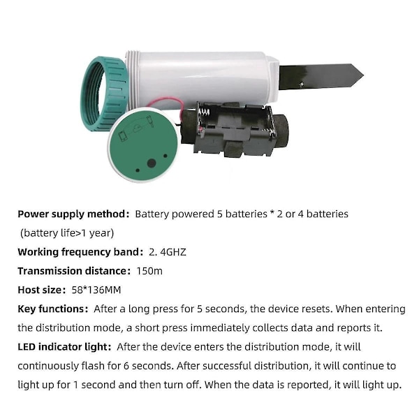 Zigbee Smart 4 i 1 Jordtester Sollys/Temp/Fuktighetsmåler Jordfuktighetssensor Fjernkontroll M-B10