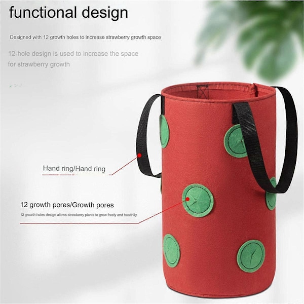 3-pack Multifunktionell 12 Håls Filt Hängande Tomatodlingssäck, A