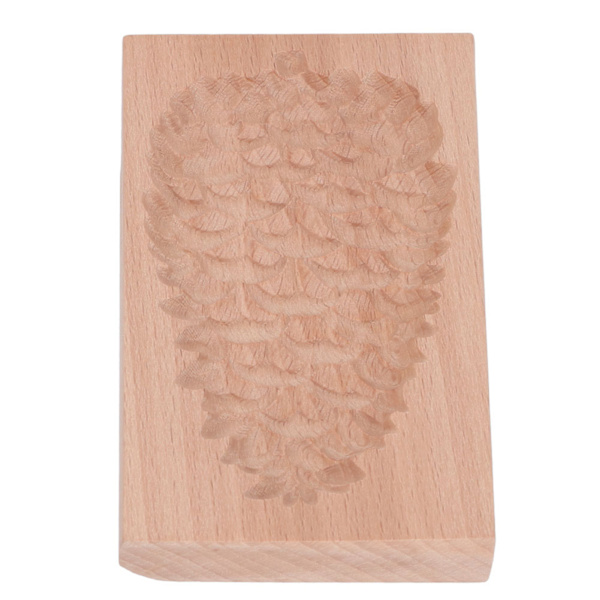 Træ Cookie Form Bøg Genanvendelig Vaskbar Biscuit Press Stempel Form til Køkken Bagning Fyrretræ Kogle