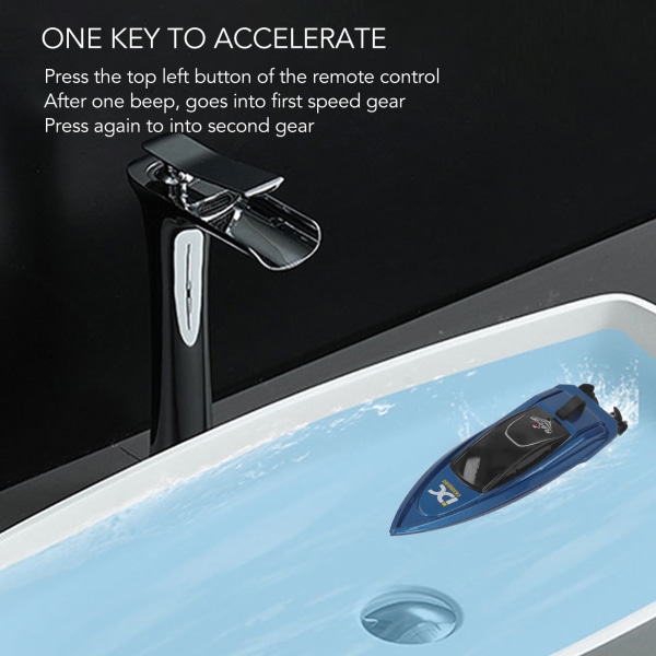 Höghastighets vattentät Mini USB fjärrkontrollbåt - Blå Blue