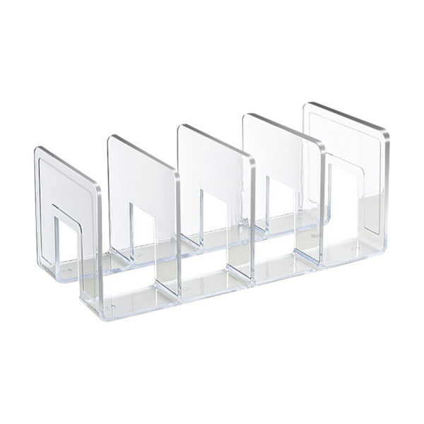 Bokstöd Transparent Färg Enkel Stil 4 Fack Akryl Material Bokhylla Hållare för Kontor Klassrum
