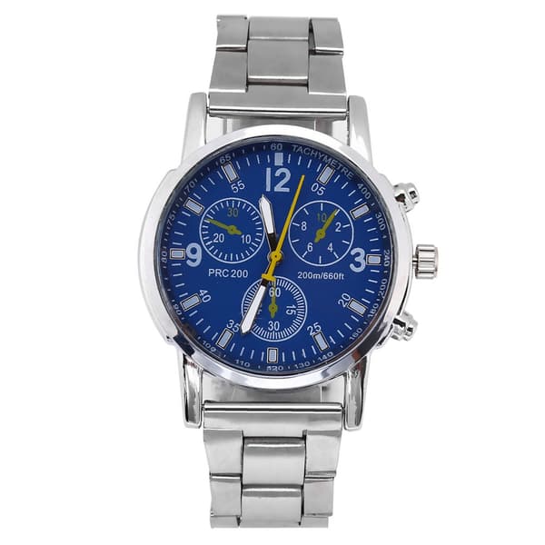 Herre Analog Klokke Rustfritt Stål Bånd Legering Kasse Armbåndsur (Blå)
