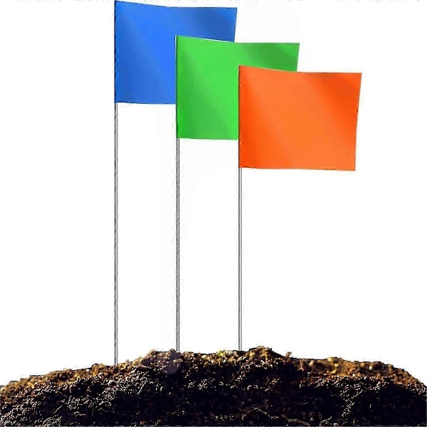 100 stk. Markeringsflag, Markeringsflag kompatible med græsplæne, 38x10x13 cm Landskabsflag, Irrigationsflag, Græsplæneflag, Havemarkører
