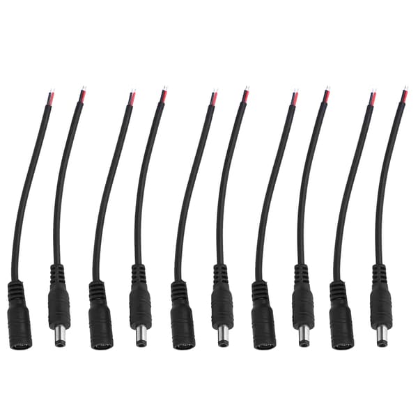 5 par 5,5x2,1 mm han hun DC strømstik jack stik kabel ledning (sort)