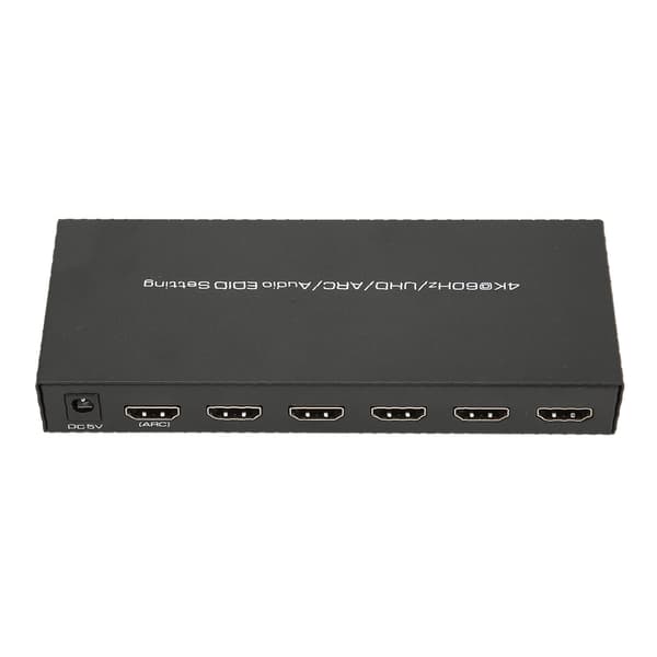 HDR HD Multimedia Interface Ljudextraktor 5 Port 18Gbps Ljudextraktor Switchbox med Fjärrkontroll ARC 100‑240V UK-kontakt