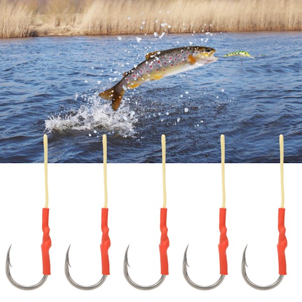 5 stk rustfrit stål styrke skarpe fiskekroge med modhager lokkemad havfiskegrej havvand korrosionsbestandighed9/0#