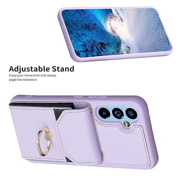 För Samsung Galaxy A54 5g Ställ PU Läder+TPU Skal Mobilskal Korthållare - B6 Lila