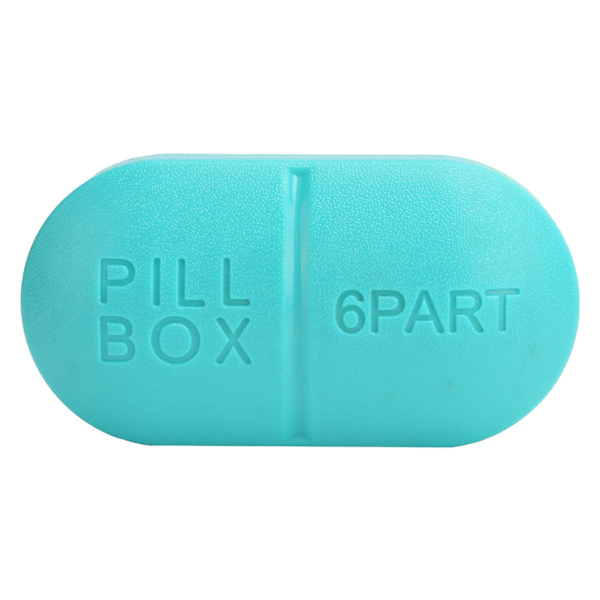 6-rutnät Mini pillerfodral Bärbar medicinlåda Resepillerhållare Organizer 6-rutnät Blå