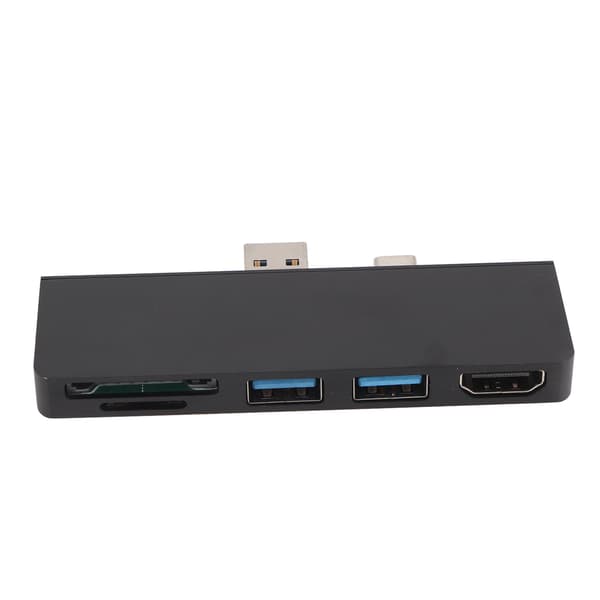 USB C-hub 4K HD multimedia-gränssnitt dataöverföring dubbla USB3.0-portar 5 i 2 USB C-hub för Surface Pro 7 Svart