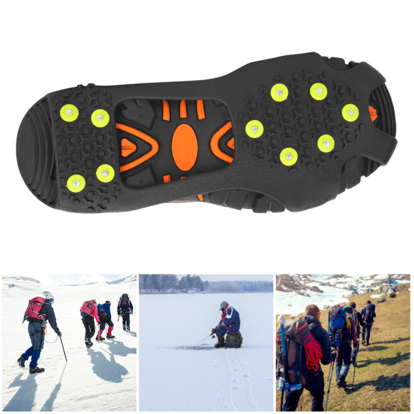 1 par Universal 10 tänder Anti Slip Ice Cleat Sko Grepp Spikar Klampor Stegar för Vandring Klättring L:39-42