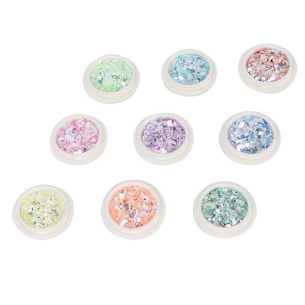 9 lådor nagelkonst paljetter DIY nagel holografiska glitter flingor pulver manikyr dekoration