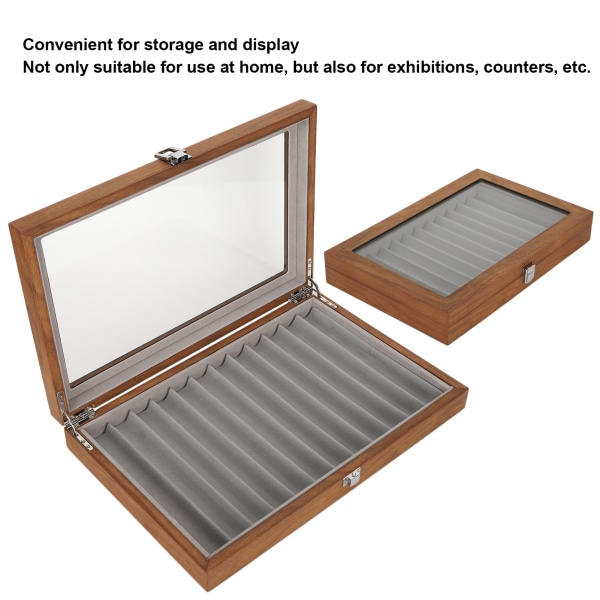 Trä Reservoarpenna Display Case Organizer Valnöt Trä Förvaring Presentförpackning för 12 pennor Display