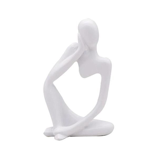 Tænker Skulptur Figur Hjem Statuer Moderne Bogreol Indretning Hvid Venstre