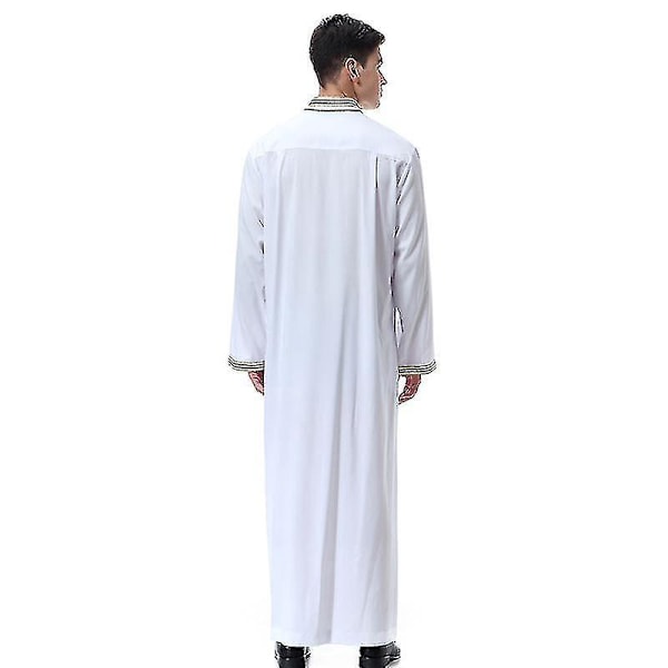 Islamsk lang hvit thobe for menn Dubai arabisk kaftan kappe 2XL