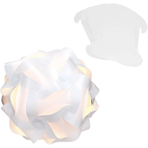 DIY Puzzle Lampeskærm - Moderne IQ Puslespilslys i 30 Dele min. 15 Forskellige Designs - Diameter Ca. 40 cm - Hvid i Størrelse XL
