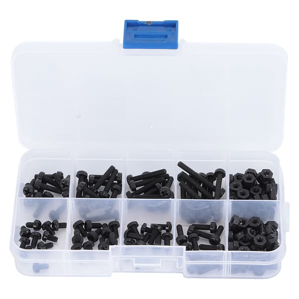 160 st Plast Skruv Mutter Set Nylon Krysskruv Hex Mutter Fästelement Hårdvara Verktyg M3