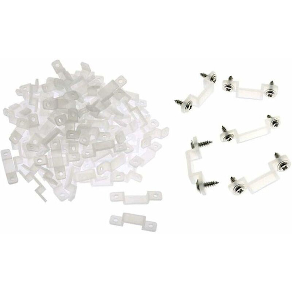 100 stk. LED-strip lysklips i silikone med 200 stk. skruer